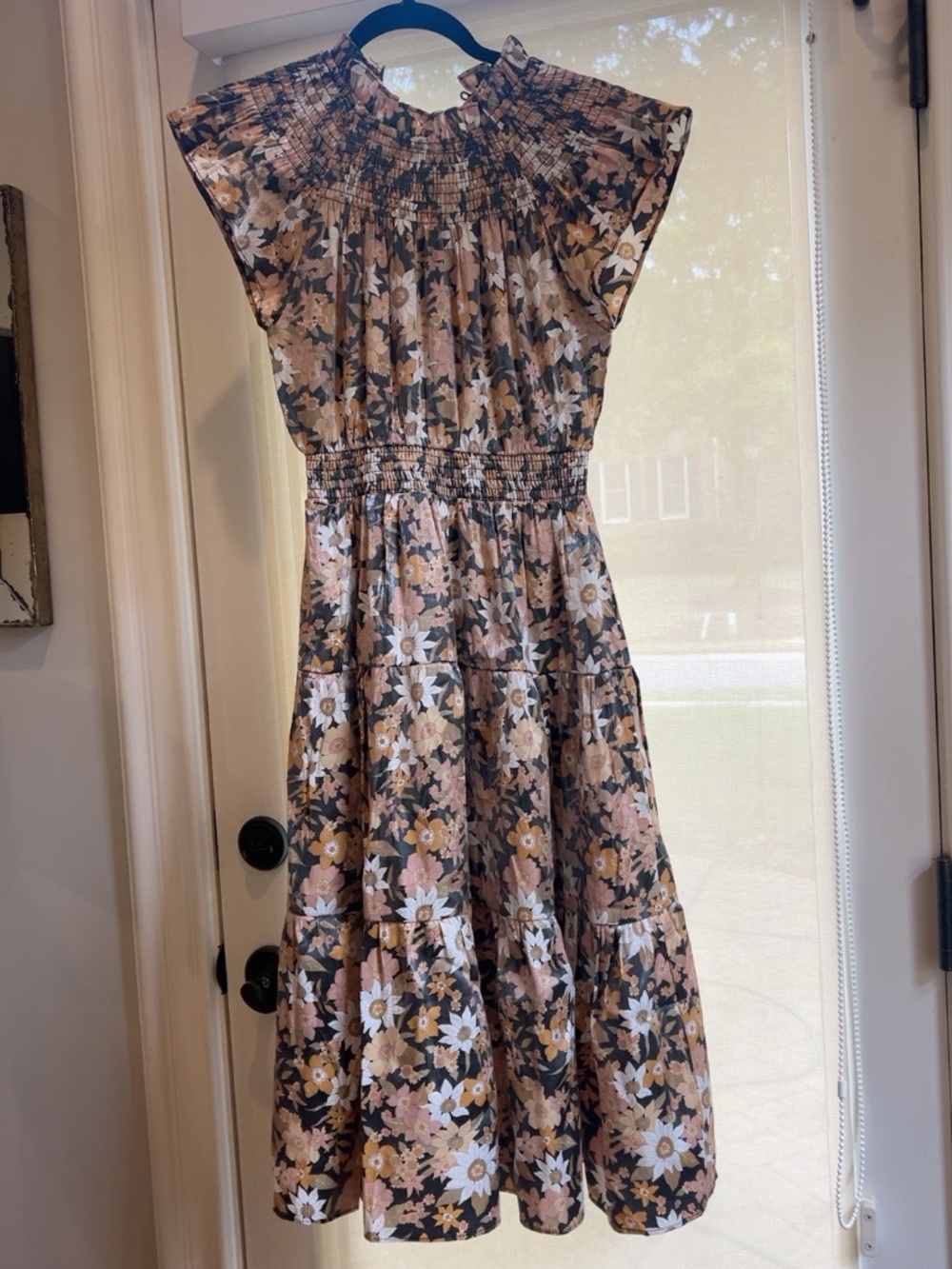 Moodie Floral Smocked Tiered Midi Dress XS
